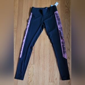 Victoria's Secret Black Leggings with Pink Side Logo